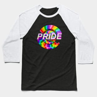 PRIDE word twisted in colorful rainbow flag LGBTQ Baseball T-Shirt